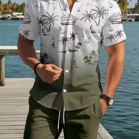 3D Printed Short-Sleeve Casual Shirt Set