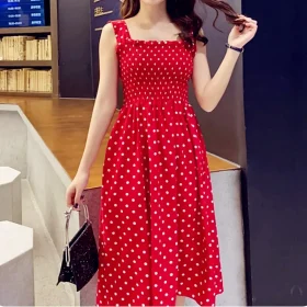 Summer Befree Beach Long Vintage Dots Casual Ruffles Elegant Maxi Strap Camis Silky 5XL Dress Vestidos Sexy Women