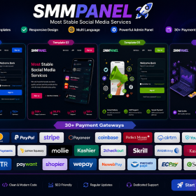 SMM Panel Script with 4 Modern Homepage Templates | Social Media Marketing Website | 30+ Payment Gateways | Responsive Admin Panel UI Kit